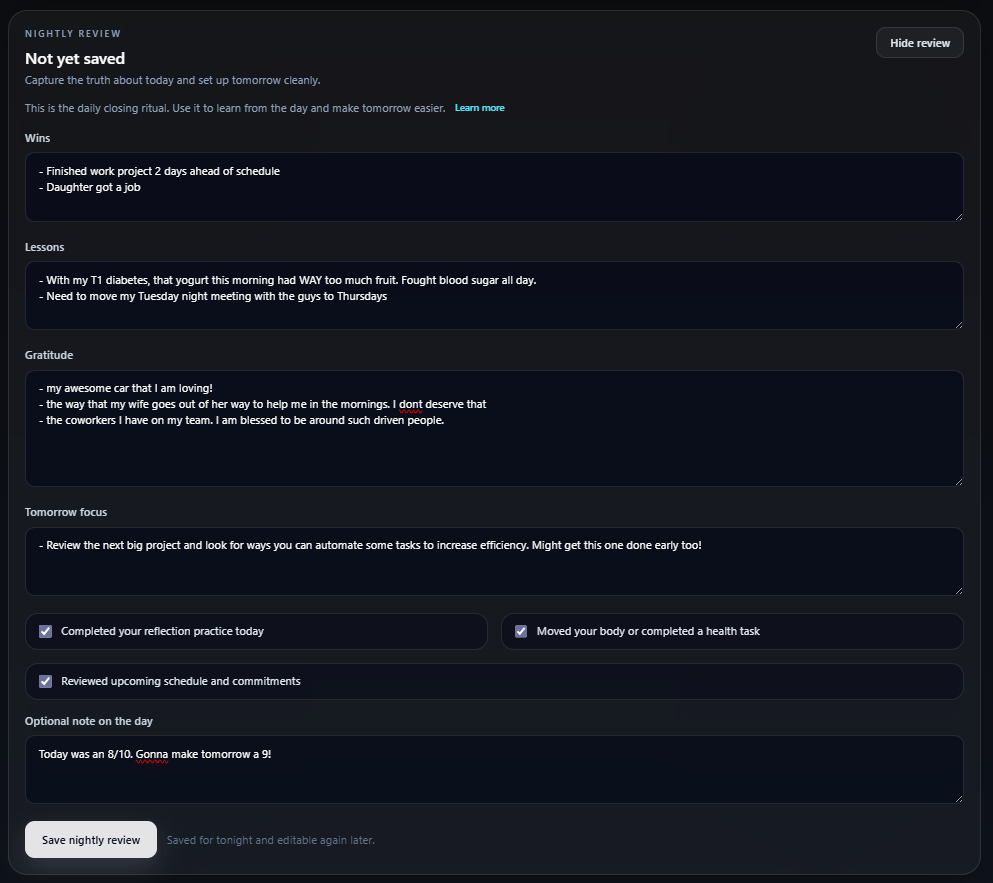 A Daily Close that turns behavior into useful feedback